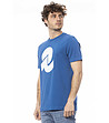 Синя памучна тениска с лого-2 снимка