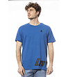 Мъжка памучна тениска в син нюанс с лого-0 снимка