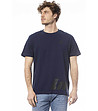 Мъжка памучна тениска в тъмнисин цвят-0 снимка