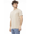 Мъжка памучна тениска в бежово-2 снимка