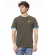 Мъжка памучна тениска в милитари зелен нюанс-0 снимка