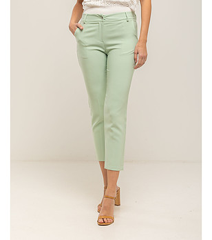 Светлозелен дамски панталон снимка