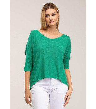 Дамска оversize зелена блуза снимка