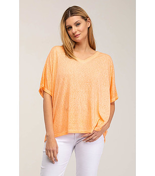 Памучна дамска оранжева блуза снимка