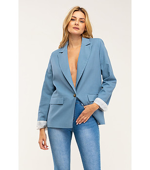 Синьо дамско сако  снимка