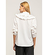 Бяла дамска блуза с къдрички-1 снимка