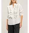 Бяла дамска блуза с къдрички-2 снимка