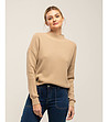 Дамски пуловер в цвят камел-0 снимка