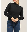 Дамски черен пуловер-2 снимка