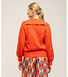 Дамски оранжев пуловер на сърца-1 снимка