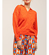 Дамски оранжев пуловер на сърца-2 снимка