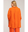 Дамска оversize оранжева ленена риза-1 снимка