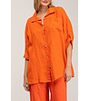 Дамска оversize оранжева ленена риза-2 снимка