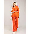 Дамска оversize оранжева ленена риза-3 снимка
