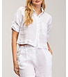 Къса бяла дамска ленена риза-2 снимка