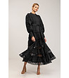 Черна памучна рокля с ажурни кантове-2 снимка