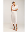 Бяла оversize рокля от фино плетиво-2 снимка