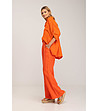 Ленен дамски панталон в оранжево-2 снимка