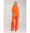 Ленен дамски панталон в оранжево-3 снимка