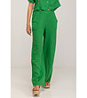 Ленен дамски панталон в зелено-2 снимка