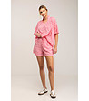 Памучен комплект от блуза и панталонки в розово-1 снимка