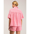 Памучен комплект от блуза и панталонки в розово-2 снимка