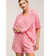 Памучен комплект от блуза и панталонки в розово-3 снимка