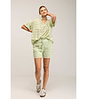 Памучен комплект от блуза и панталонки в светлозелено-0 снимка