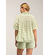 Памучен комплект от блуза и панталонки в светлозелено-2 снимка
