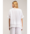 Дамска бяла блуза от лен и памук-1 снимка