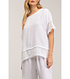 Дамска бяла блуза от лен и памук-2 снимка