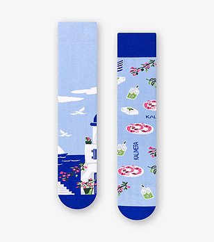 Unisex тематични чорапи в синьо Santorini  снимка