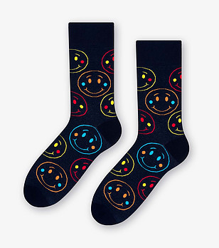 Unisex тематични тъмносини чорапи Smile  снимка