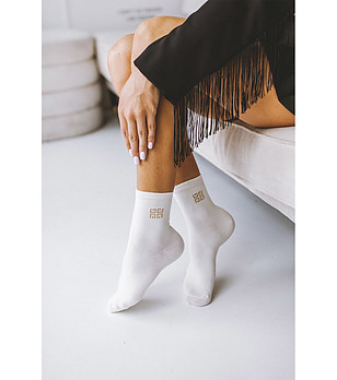Къси unisex чорапи в екрю Fashion снимка