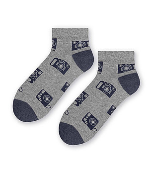 Unisex къси чорапи в сиво и тъмносиньо снимка