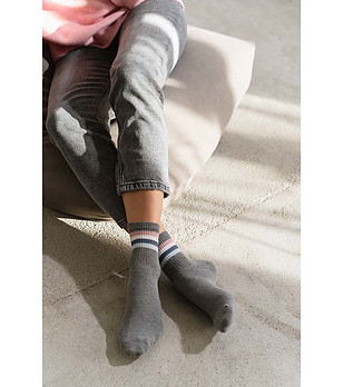 Unisex сиви чорапи с ленти снимка