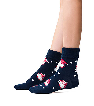 Unisex тъмносини чорапи с принт снимка