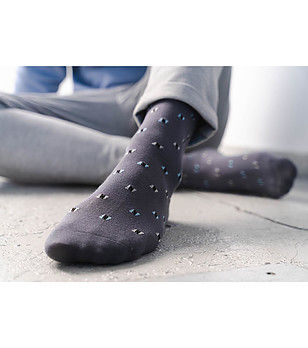 Мъжки сиви чорапи с фигурални мотиви снимка
