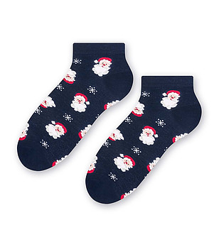 Къси тъмносини unisex чорапи със зимни мотиви снимка