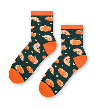Unisex тематични чорапи в тъмнозелено и оранжево снимка