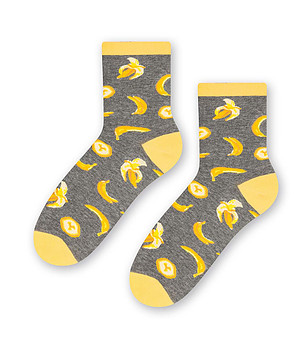 Unisex тематични чорапи в сиво и жълто снимка