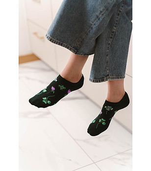 Черни unisex чорапи на цветя снимка