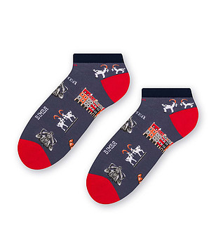 Къси unisex чорапи в цвят графит и червено снимка