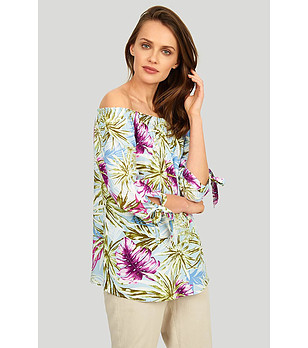 Дамска многоцветна блуза с флорален принт Sini снимка