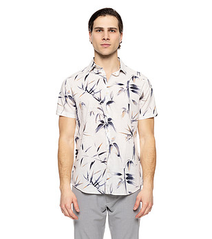 Памучна мъжка риза с флорален принт снимка
