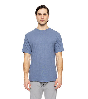 Синя мъжка тениска от лен и памук снимка
