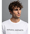 Мъжка памучна бяла тениска с надпис Natural instincts-3 снимка