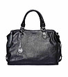 Голяма кожена дамска чанта в черен цвят Paola-0 снимка