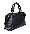 Голяма кожена дамска чанта в черен цвят Paola-1 снимка