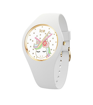 Дамски бял часовник с еднорог снимка